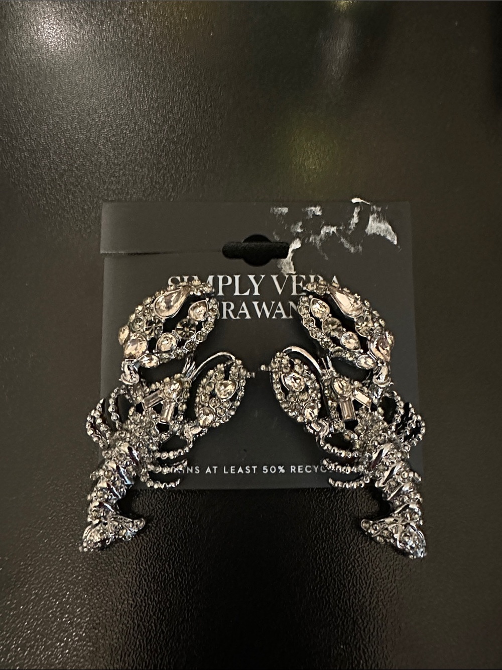 Simply Vera Vera Wang Crystal on Gunmetal Lobster Earrings